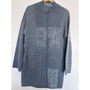 Pure Jill Long Cardigan-M-Blue-Coastal Grandma-Lagenlook-Layer-Artsty-Minimalist